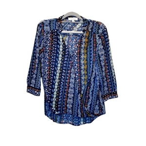 Eden & Olivia Blue Criss‎ Cross Look Blouse Large